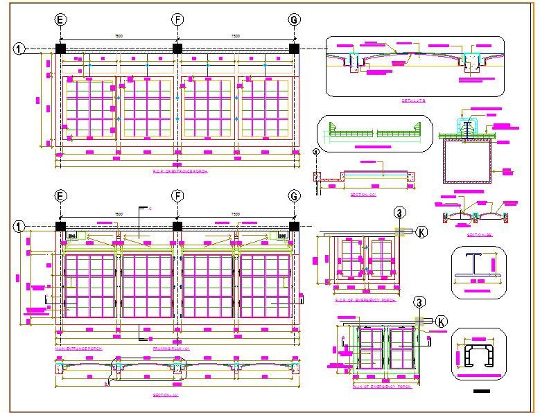 Entrance Porch CAD- Purlin Roof, Polycarbonate, & ACP Details